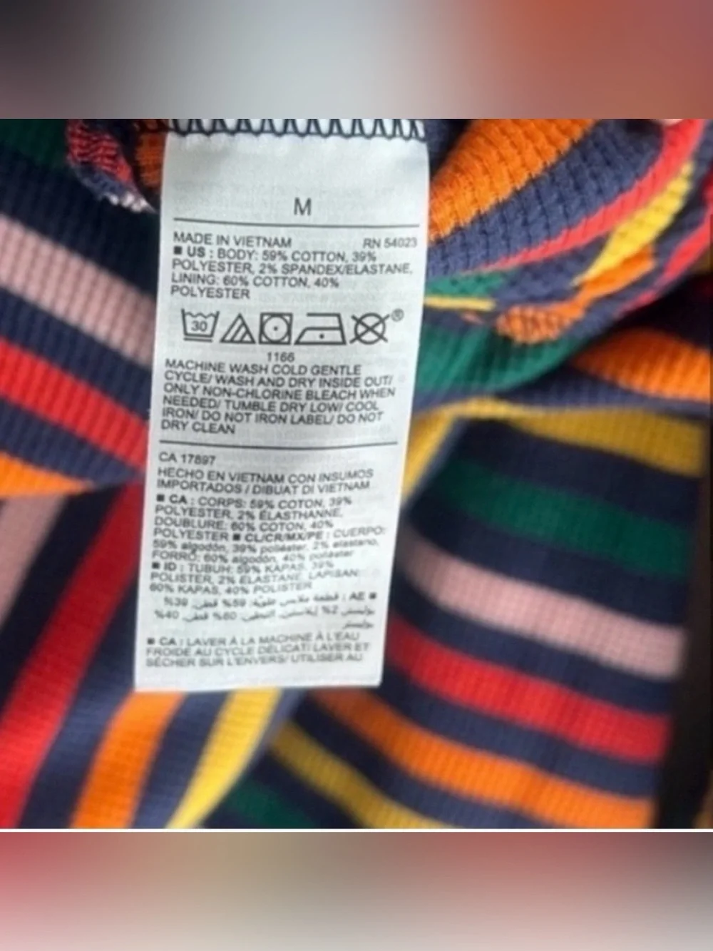 Old Navy Long Underwear Pajamas with Rainbow Color Stripes Medium